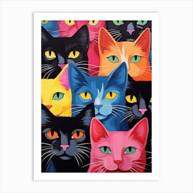 Pop Art Cats Vivid 2 Art Print