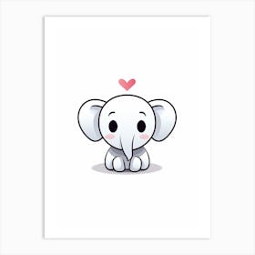Kawaii Elephant Heart Character 2 Art Print