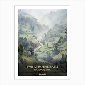 Bwindi Impenetrable National Park Uganda Watercolour 1 Art Print