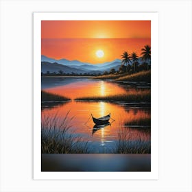 Sunset Boat Art Print