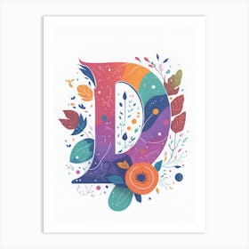 Colorful Letter D Illustration 76 Art Print