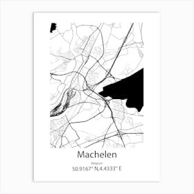 Machelen,Belgium Minimalist Map Art Print