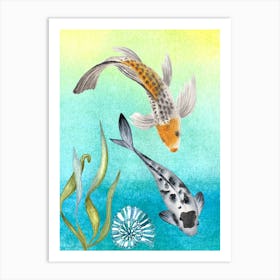 koi fishes couple watercolor. Art Print