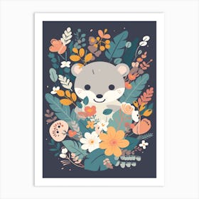 Cute Kawaii Flower Bouquet With A Foraging Possum 2 Art Print