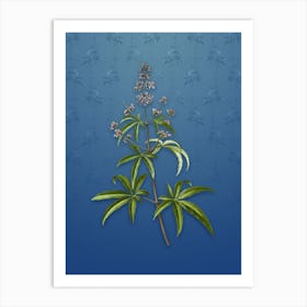 Vintage Chaste Tree Botanical on Bahama Blue Pattern n.2374 Art Print