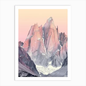 Mount Whitney Usa Color Line Drawing (4) Art Print