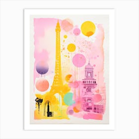 Paris In Risograph Style 2 Art Print