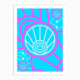 Geometric Glyph in White and Bubblegum Pink and Candy Blue n.0029 Art Print