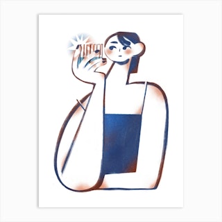 Cold Drink Minimal Girl Art Print