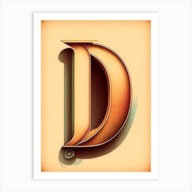 D, Letter, Alphabet Retro Drawing 3 Art Print