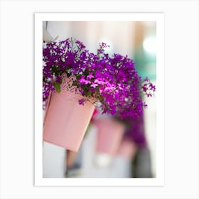 Purple Flowers In A Bucket Art Print