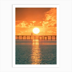 Sunset On A Pier Art Print