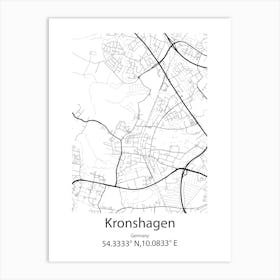 Kronshagen,Germany Minimalist Map Art Print