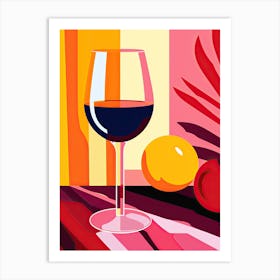 Glass Of Wine And Lemon, Inspired by Matisse Art Print