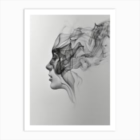 Smoke Abstract Woman'S Face Art Print