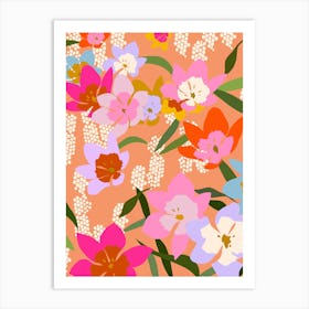 Colorful Floral Orange Art Print