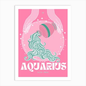 Hot Pink Zodiac Aquarius Art Print
