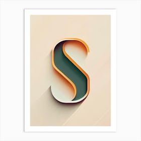 S, Letter, Alphabet Retro Minimal 1 Art Print