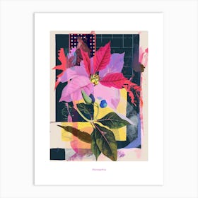 Poinsettia 2 Neon Flower Collage Poster Art Print