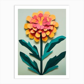 Cut Out Style Flower Art Marigold 2 Art Print