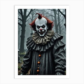 Freaky Midnight Clown The Haunting in the Woods Art Print