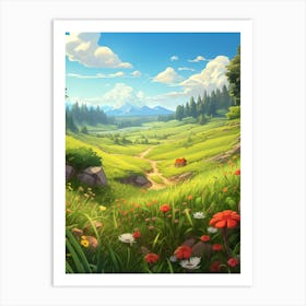 Grassland Cartoon 1 Art Print