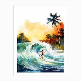 Surfing In A Wave On Whitsunday Islands Australia 1 Art Print