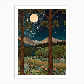 William Morris Moonlight In The Woods 101 Art Print