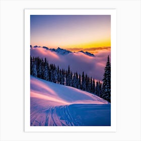 Tignes, France 1 Sunrise Skiing Poster Art Print