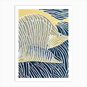 Bluestreak Cleaner Wrasse Linocut Art Print