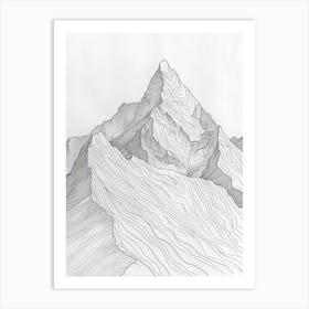 Annapurna Nepal Line Drawing 3 Art Print