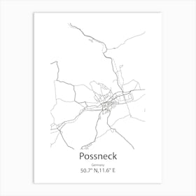 Possneck,Germany Minimalist Map Art Print