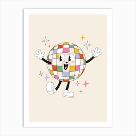 Disco Ball Cartoon Art Print