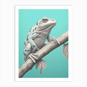 Cyan Frog Desert Wave 3 Art Print