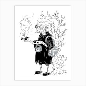 Old Lady Smoking Art Print