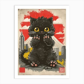 Catzilla Cute Cat Godzilla Dragon Art Print