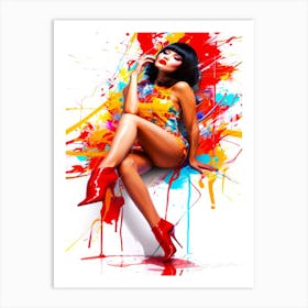 Top Model Style - Colorful Model Pose Art Print