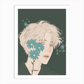 Boy With Flowers Art Print