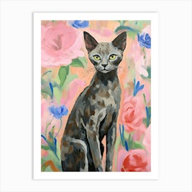 A Devon Rex Cat Painting, Impressionist Painting 1 Art Print