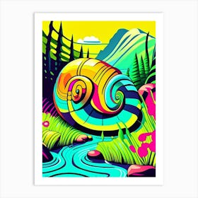 Snail By Freshwater Stream Pop Art Art Print