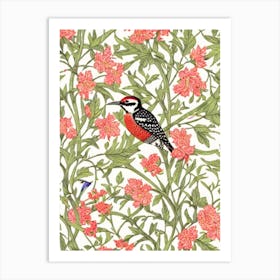 Woodpecker 2 William Morris Style Bird Art Print