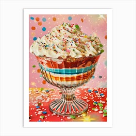 Rainbow Layered Jelly Trifle Retro Collage 2 Art Print