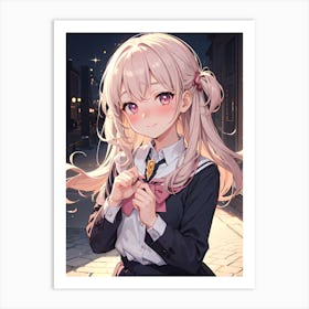 Anime Girl In School Uniform 5 Art Print