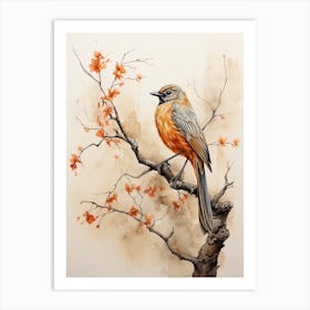 Phoenix, Japanese Brush Painting, Ukiyo E, Minimal 1 Art Print