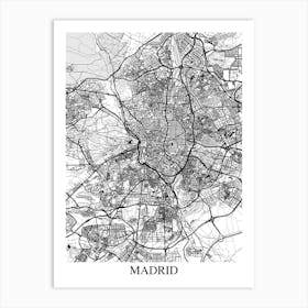 Madrid White Black Art Print