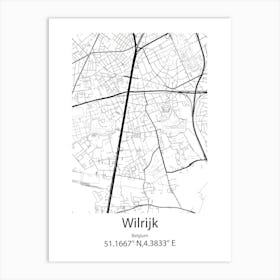 Wilrijk,Belgium Minimalist Map Art Print