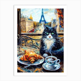 Parisian Cafe Cat Art Print