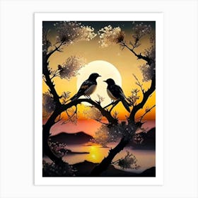 Two Birds At Sunset Art Print