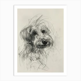 Dandie Dinmont Terrier Dog Charcoal Line 2 Art Print