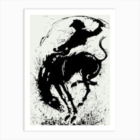 Dynamic Cowboy Rodeo Silhouette Art Art Print